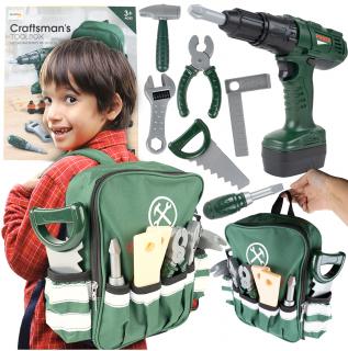 Gyerek szerszámkészlet elemes fúróval hátizsákban Craft Toolbox
