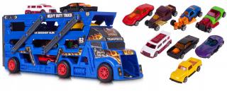 Heavy Truck 8 autószállító teherautó 8 kisautóval és csúszdával - kék