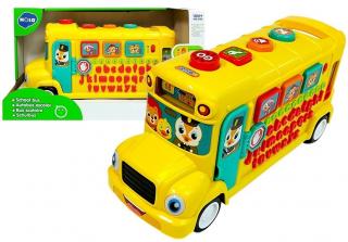 Huile Toys interaktív oktató autóbusz a legkisebbeknek hangokkal School Bus
