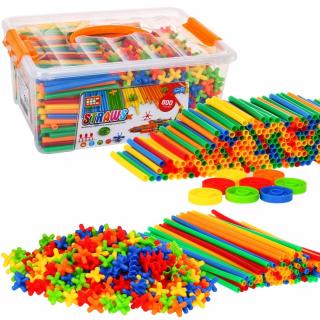 Kreatív építőkészlet szívószálból Straws Block 800 elem