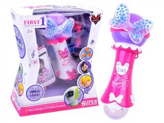 Majlo Toys gyermek karaoke mikrofon hangfelvevővel és fényekkel First Voice rózsaszín