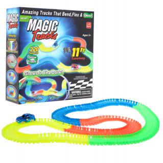Majlo Toys Magic Tracks elemes, világító autópálya autóval 220 darabos