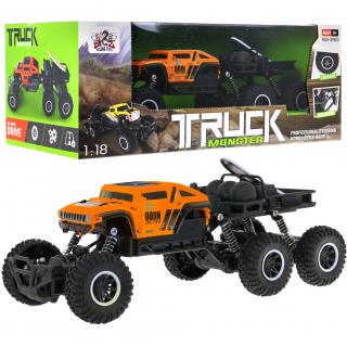 Monster Truck távirányítós hatkerekű terepjáró 1:18 narancssárga
