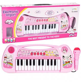 Music Station rózsaszín gyermek elektronikus zongora mikrofonnal