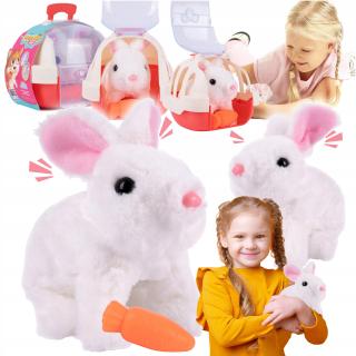 Plush Pet unteraktív plüss nyuszi hordozóban - fehér