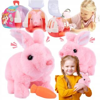 Plush Pet unteraktív plüss nyuszi hordozóban - rózsaszín