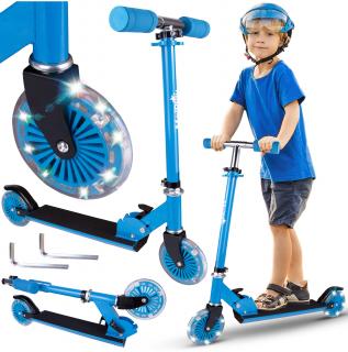 Scooter összerakható gyerek roller világító kerekekkel - kék