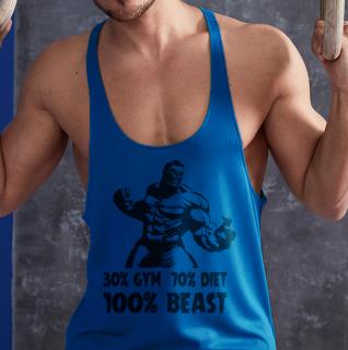 30% gym 70% diet 100% beast - kék stringer trikó (S, XL méretben rendelhető) ()
