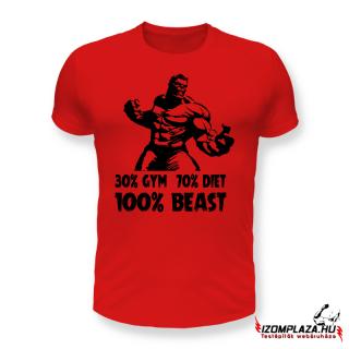 30% gym 70% diet 100% beast piros póló  (A mérettáblázatot)