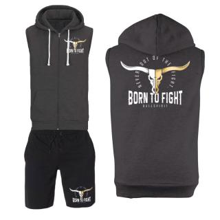 Born to fight rövidnadrág + ujjatlan felső (szürke-fekete) (A)