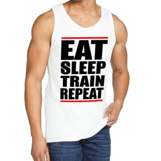 Eat, sleep, train, repeat - fehér trikó (A mérettáblázatot)