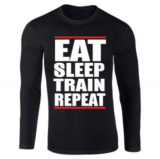 Eat, sleep, train, repeat - hosszú ujjú felső (fekete)