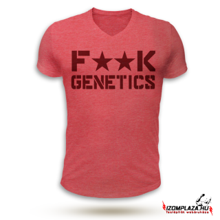 F**K genetics V-nyakú póló (piros) (A mérettáblázatot lejjebb,)