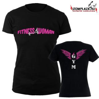 Fitness Woman dupla mintás női póló (fekete) (A)