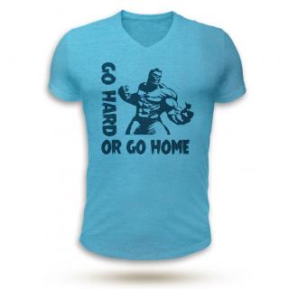Go hard or go home! V-nyakú póló -kék (Csak S, M méretben rendelhető) ()