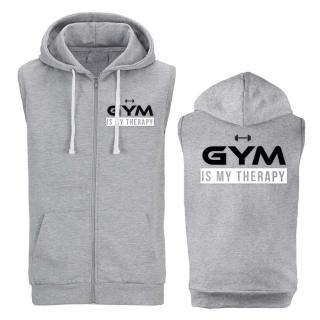 Gym is my therapy - cipzáras ujjatlan felső-szürke (M-es méretben rendelhető)