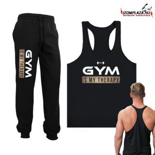 Gym is my therapy melegítő nadrág + trikó (fekete) (A)
