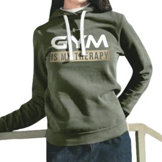 Gym is my therapy női faded pulóver fakó zöld (S-es méretben rendelhető)