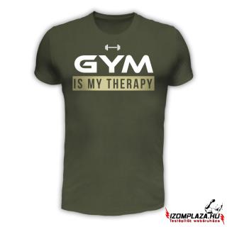 Gym is my therapy póló - army  (A mérettáblázatot lejjebb, a)