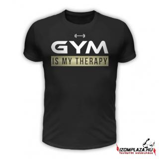 Gym is my therapy Póló (fekete) (A mérettáblázatot lejjebb, a)