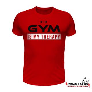 Gym is my therapy póló (piros) (A mérettáblázatot lejjebb, a)