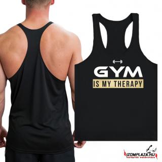 Gym is my therapy - Stringer fekete trikó (A mérettáblázatot)