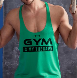 Gym is my therapy - Zöld stringer trikó (A mérettáblázatot)