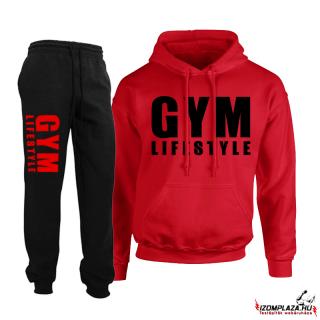 Gym lifestyle melegítő szett piros-fekete  (A mérettáblázatot)