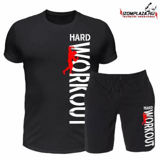 Hard workout fekete póló +rövidnadrág  (A mérettáblázatot)