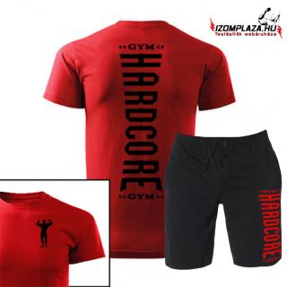 Hardcore Gym piros póló + rövidnadrág szett (A mérettáblázatot)