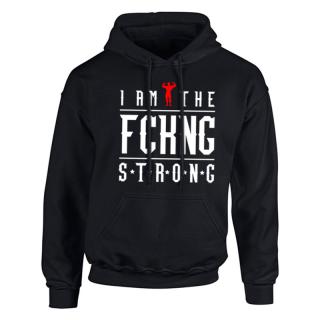 I am the FCKNG strong pulóver (fekete-piros) (A)