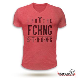 I am the fckng strong/V-nyakú póló (piros) (A mérettáblázatot)