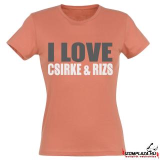 I love csirke&amp;rizs női póló (coral) (Már csak L-es méretben)