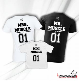 Mr. és Mrs. Muscle+Mini Muscle póló(a gyerek csak 4A, 6A méretben rendelhető)