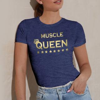 Muscle queen - női póló (navy kék) (A mérettáblázatot lejjebb,)