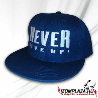 Never give up! hímzett SNAPBACK sapka (kék)