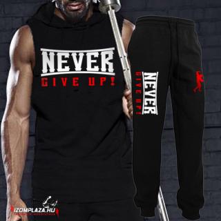 Never Give Up ujjatlan póló + melegítő nadrág (fekete)  (A)
