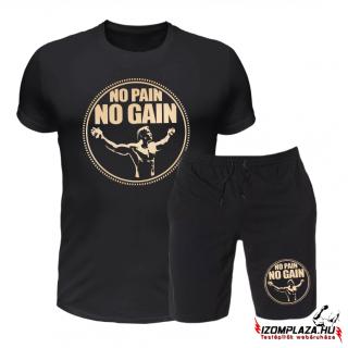 No pain No gain fekete póló + rövidnadrág szett (A)