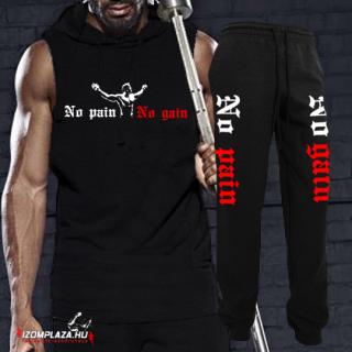 No pain no gain ujjatlan póló + melegítő nadrág (fekete)  (A)