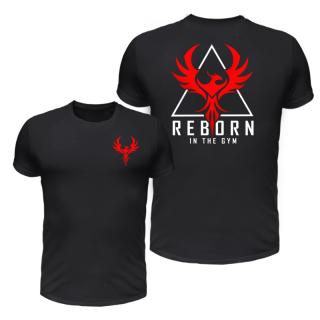 Reborn in the gym - fekete póló (A mérettáblázatot lejjebb, a)