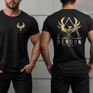 Reborn in the gym - fekete póló (arany-fekete) (A)