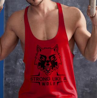 Strong like a wolf- piros stringer trikó (L, XL méretben nem rendelhető) ()