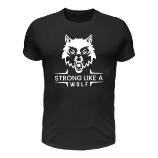 Strong like a wolf póló (fekete) (A mérettáblázatot lejjebb, a)