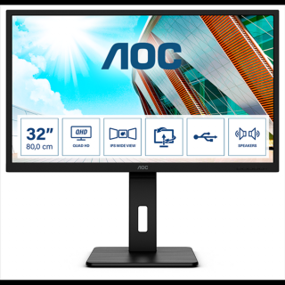 AOC monitor 31.5" Q32P2, 2560x1440, 16:9, 250cd / m2, 4ms, 2xHDMI / DisplayPort / 4xUSB, Pivot, hangszóró