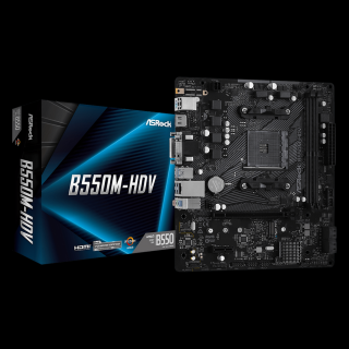 ASROCK B550M-HDV mATX MB 3rd Gen AMD AM4 Socket DDR4 4733+ 1 x3.0 PCIe 16x4.0 HDMI DVI-D D-Sub 7.1 CH HD 4 SATA3 6 USB 3.2 Gen1