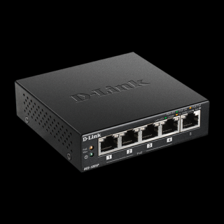 D-LINK Switch 5x1000Mbps (4xPOE + ) Fémházas Asztali, DGS-1005P / E