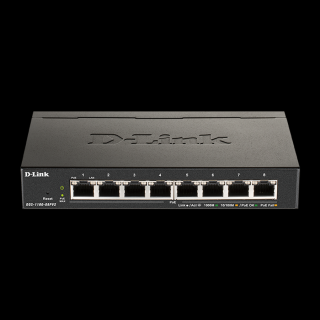 D-LINK Switch 8x1000Mbps (8xPOE) Fémházas Asztali Menedzselhető, DGS-1100-08PV2 / E