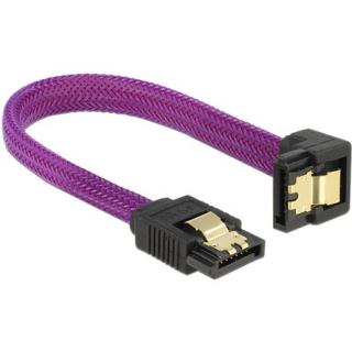 Delock SATA 3 F / F adatkábel 0.1m le / egyenes Premium lila