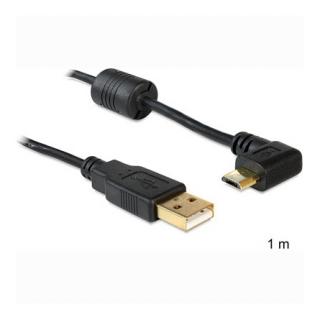 Delock USB 2.0 A -> USB 2.0 micro B M / M adatkábel 1m fekete 90°-os csatlakozó