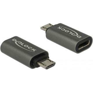 Delock USB 2.0 micro B -> USB-C M / F adapter fekete
